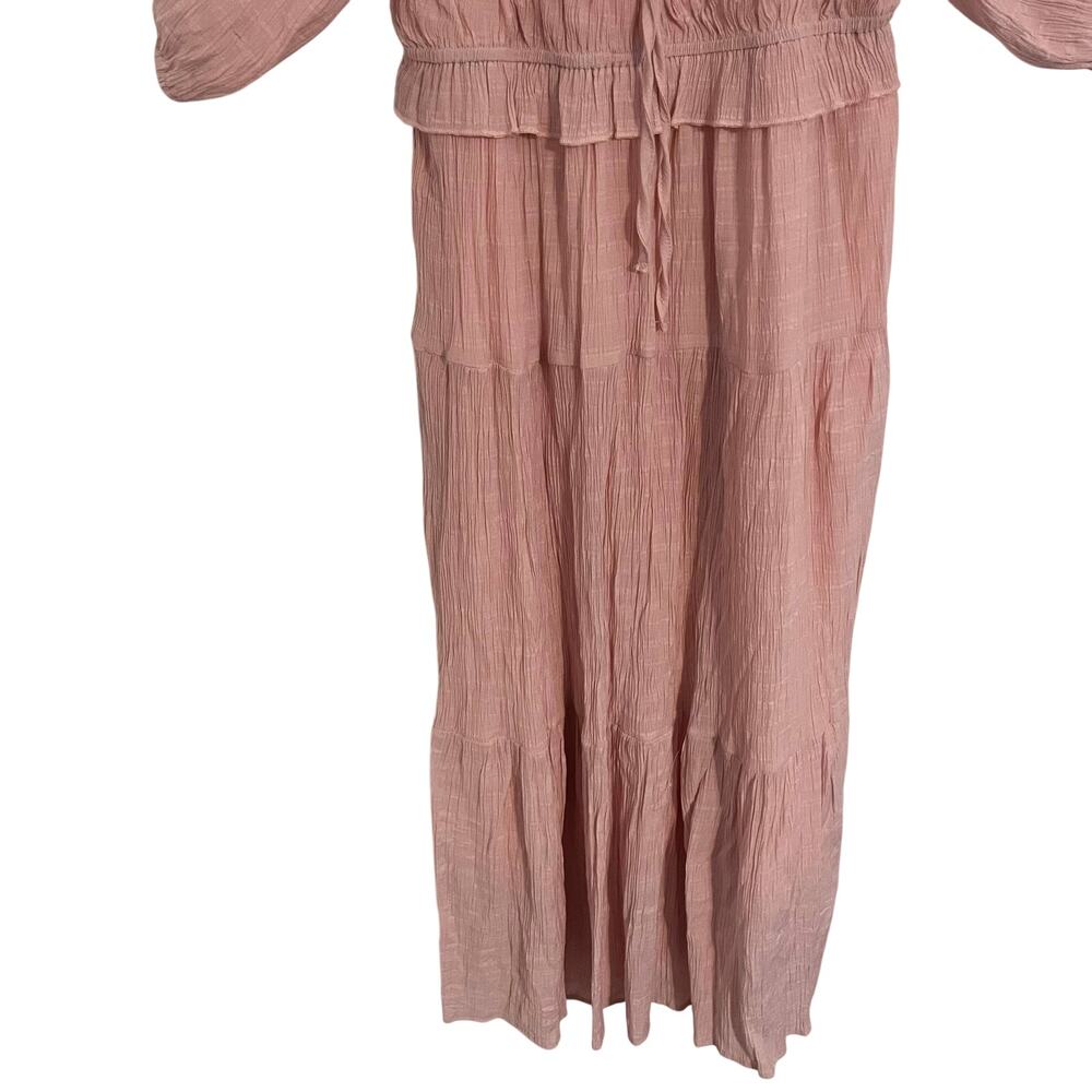 Listicle Maxi Dress Medium Pink Boho Cottagecore Prairie Ruffle Puff Sleeve - Picture 5 of 10